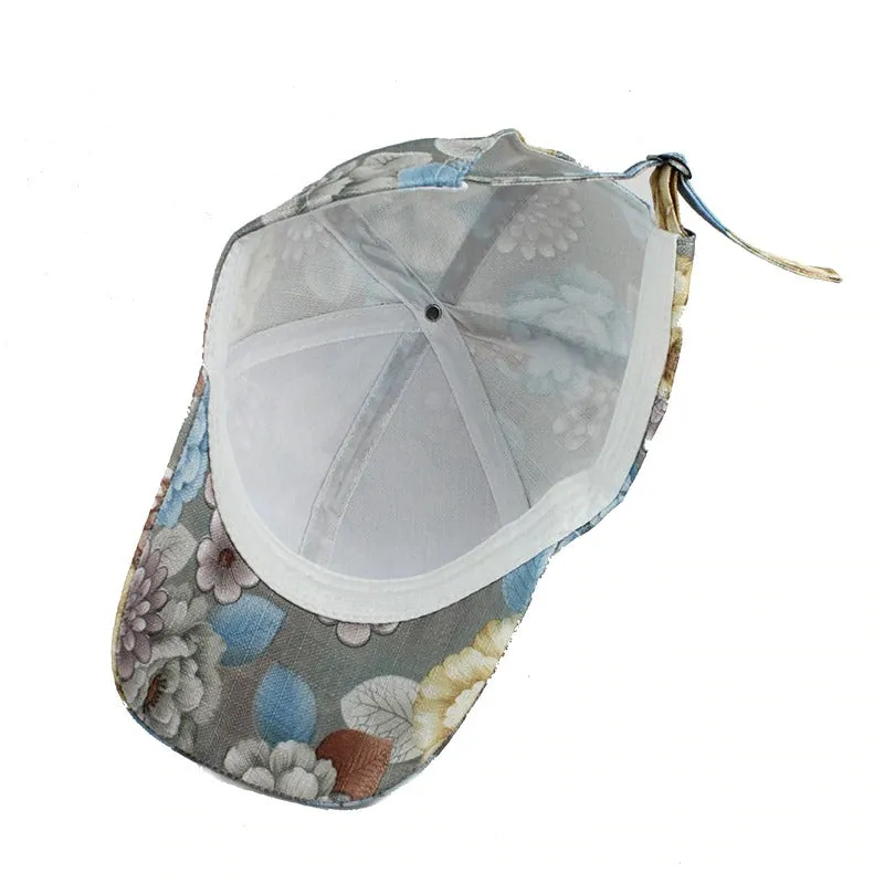 Floral Embroidered Flower Print Lace Snapback Baseball Cap