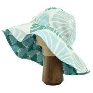 Flowers Green Blue Scrappy Sun Hat, 2 Sizes