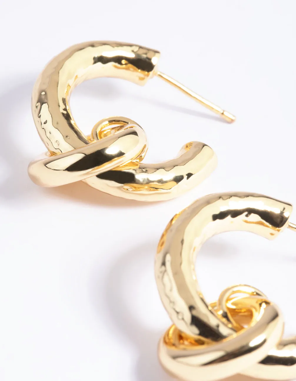 Gold Plated Molten Knot Hoop Earrings