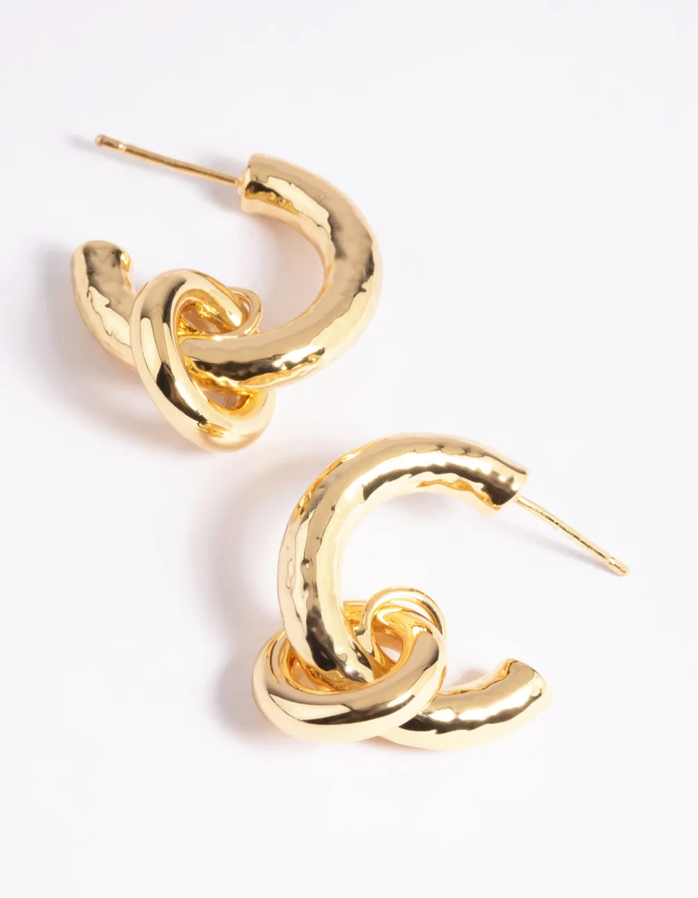 Gold Plated Molten Knot Hoop Earrings