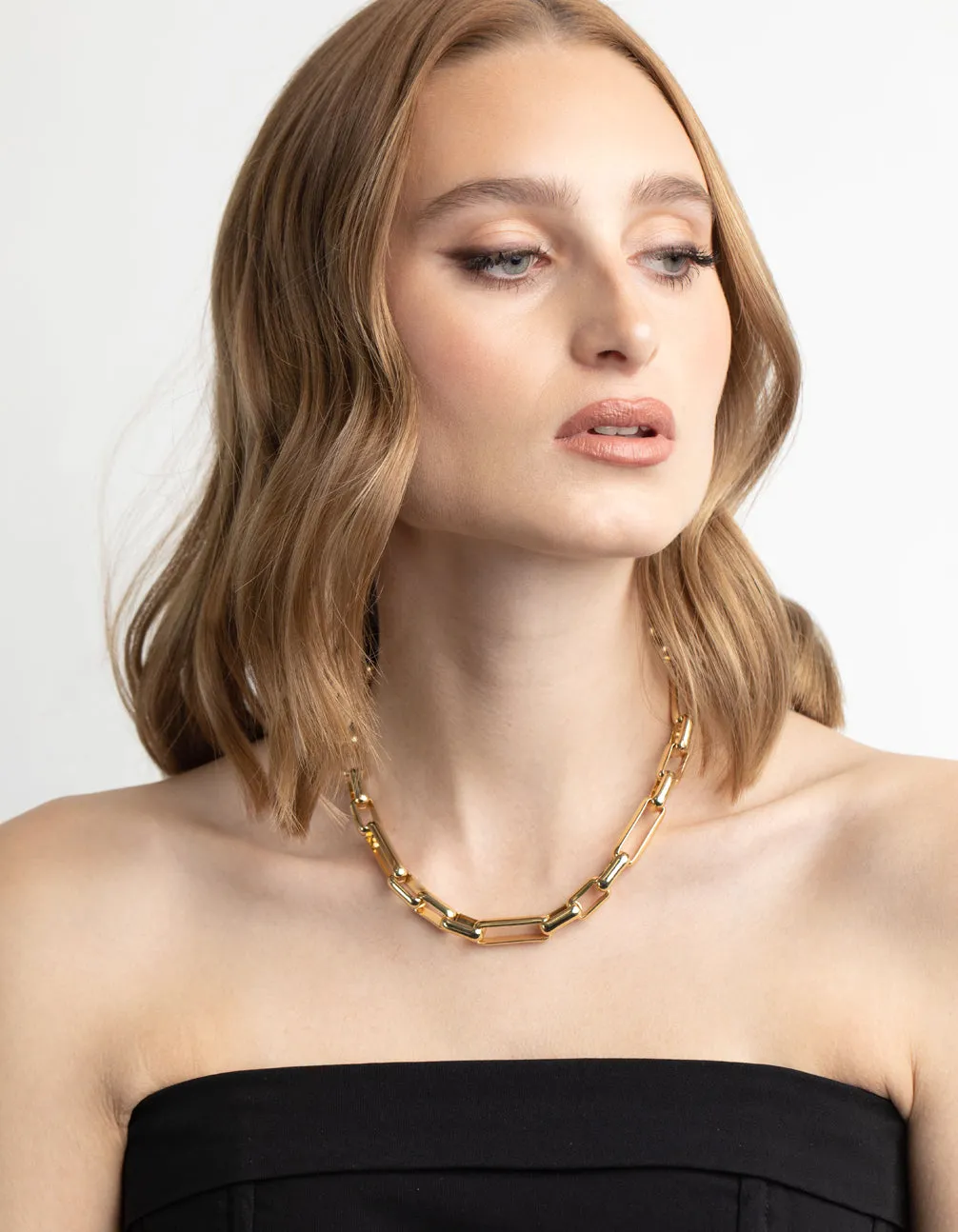 Gold Plated Rectangle Layered Necklace