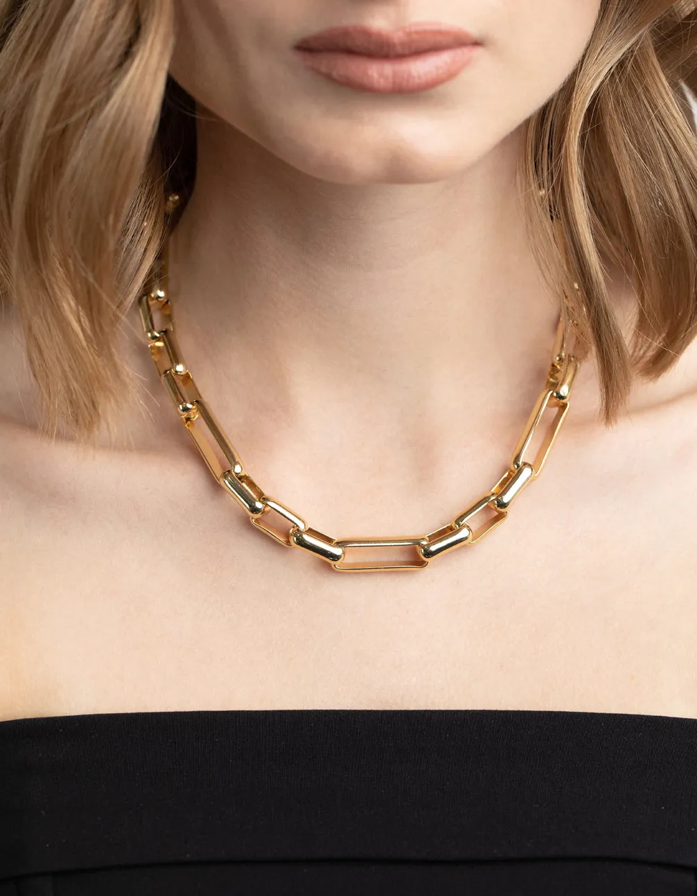 Gold Plated Rectangle Layered Necklace