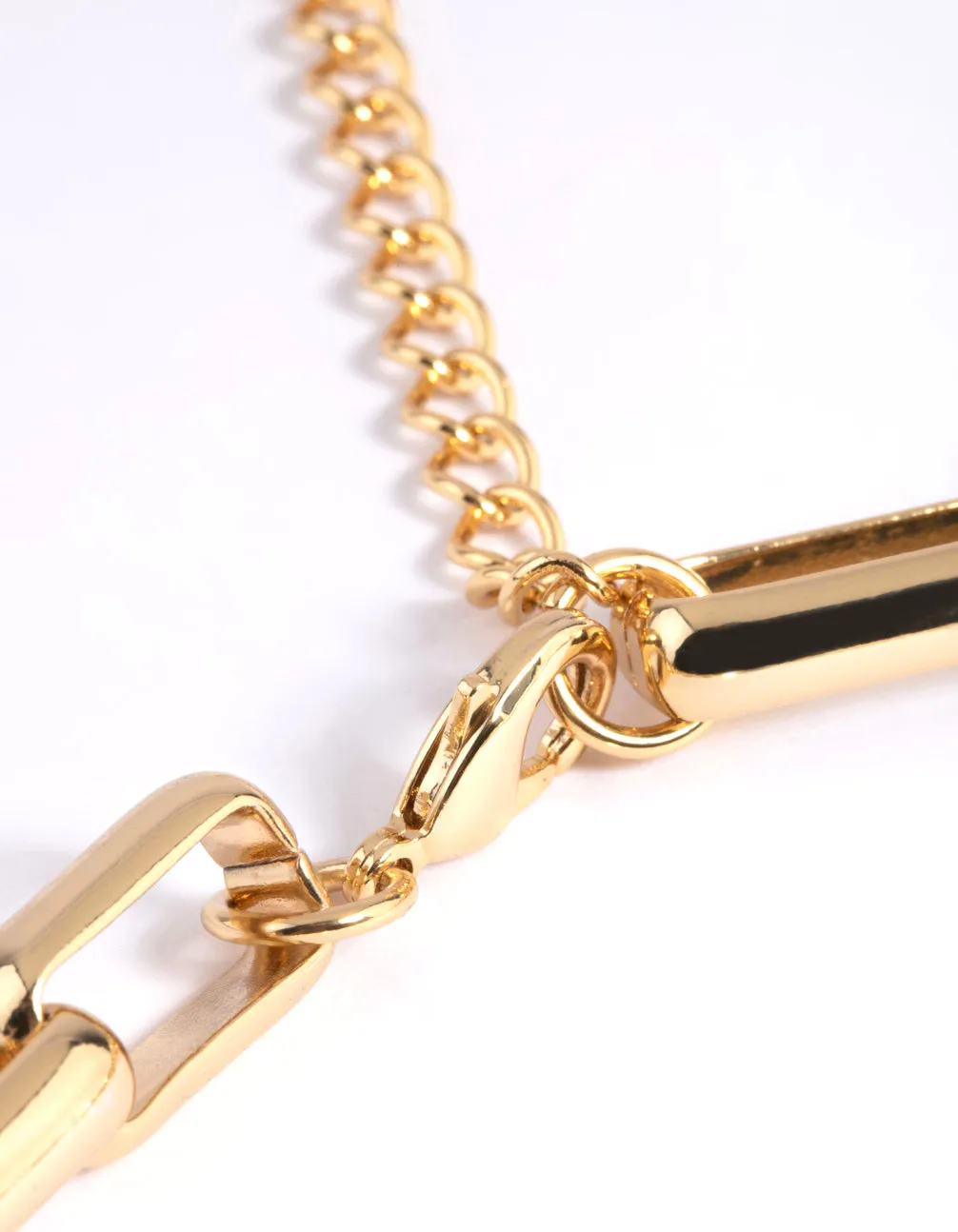 Gold Plated Rectangle Layered Necklace