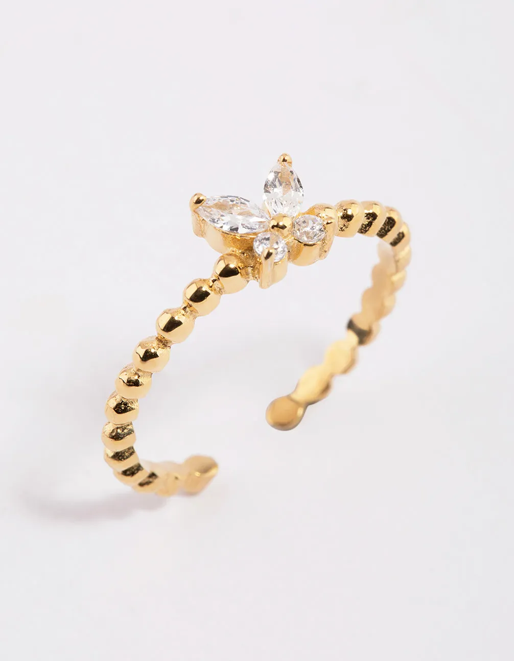 Gold Plated Sterling Silver Butterfly Ring