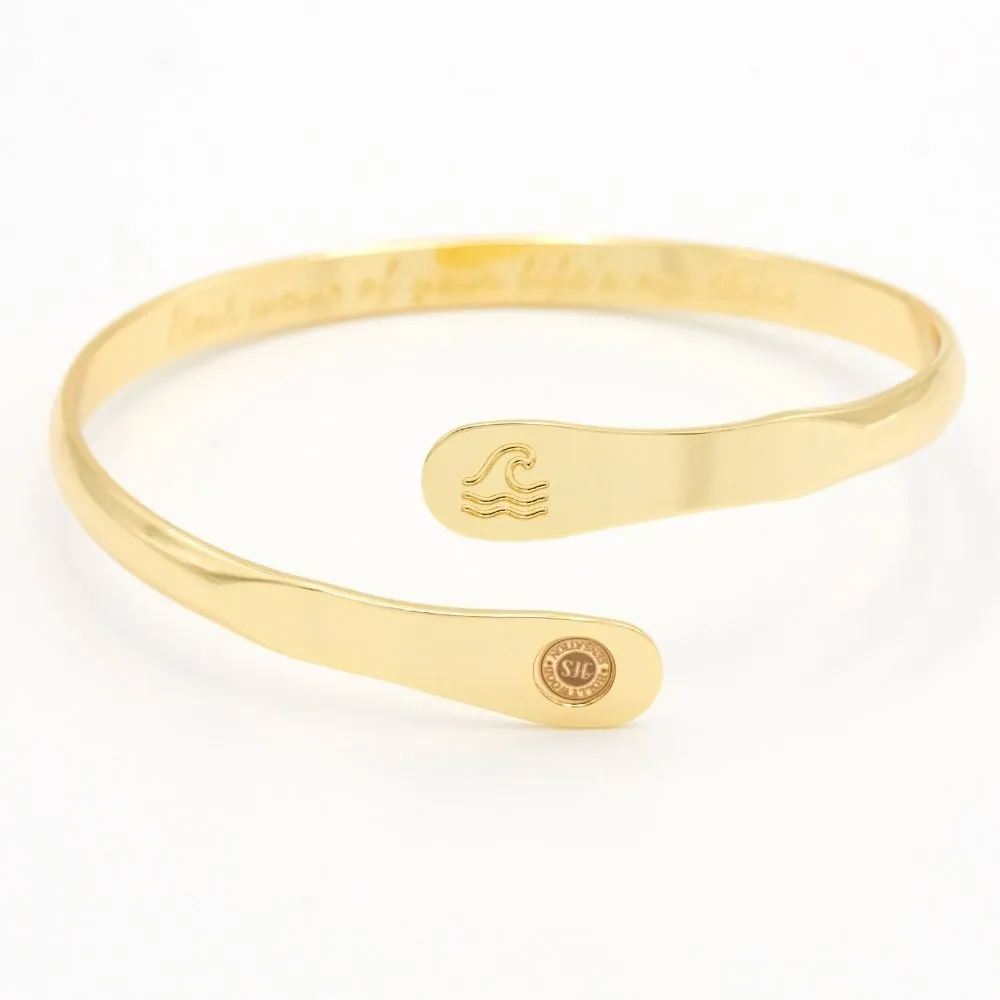 Gold Wave Bracelets, Surfers Bracelets, Ocean Bracelets,  Engraved Best wave of your life's out there Bracelets