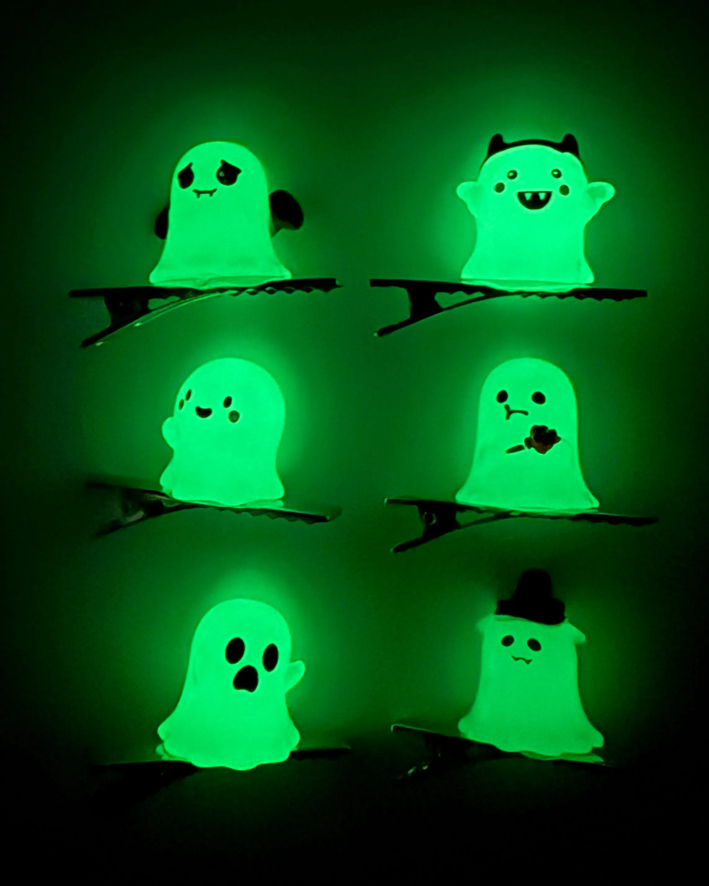 Halloween Glow In The Dark Ghost Clips 6-PC Set