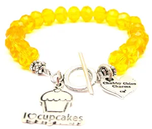 I Love Cupcakes Crystal Beaded Toggle Style Bracelet