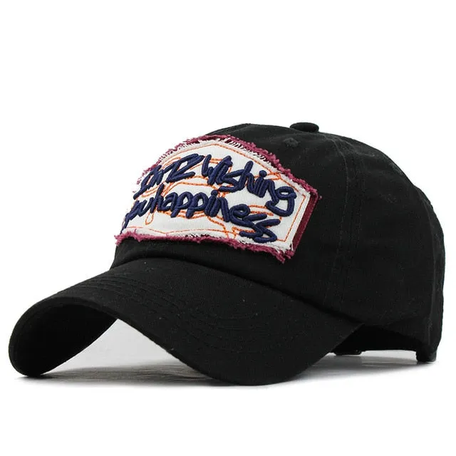 Im Wishing You Happiness Embroidered Letter Baseball Cap