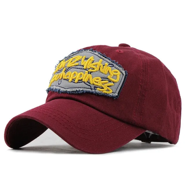 Im Wishing You Happiness Embroidered Letter Baseball Cap