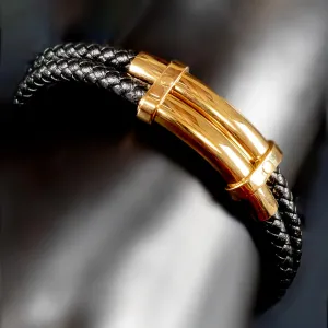 Ishaan Vintage Double-Layered Leather Bracelet