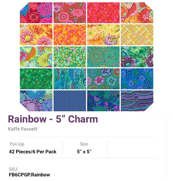 Kaffe Fassett Rainbow Charm Pack quilting cotton - Classic collection