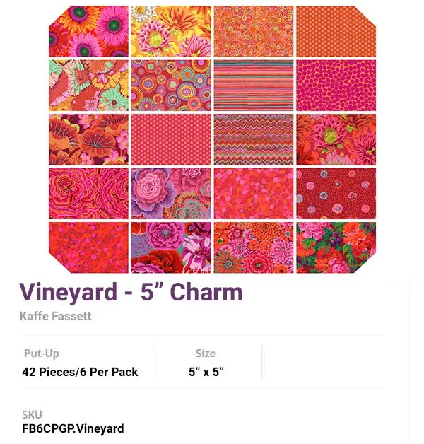 Kaffe Fassett Red Charm Pack quilting cotton - Classic collection