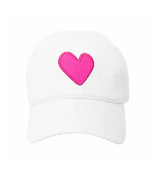 Kerri Rosenthal Heart Patch Baseball Hat White/Neon Pink