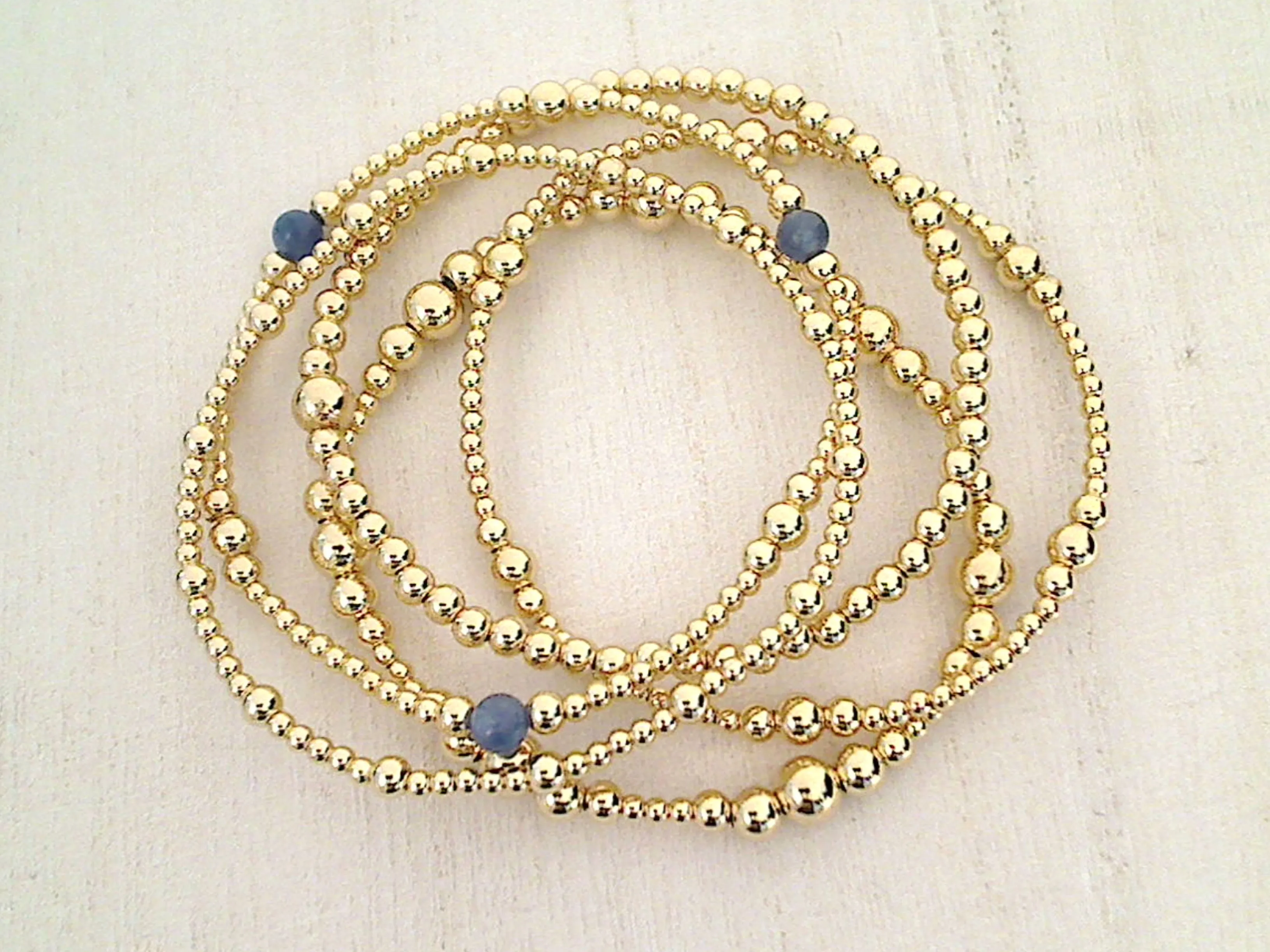 Kyanite, 14kt Gold Filled Stretch Bracelet - Style 2 Medium