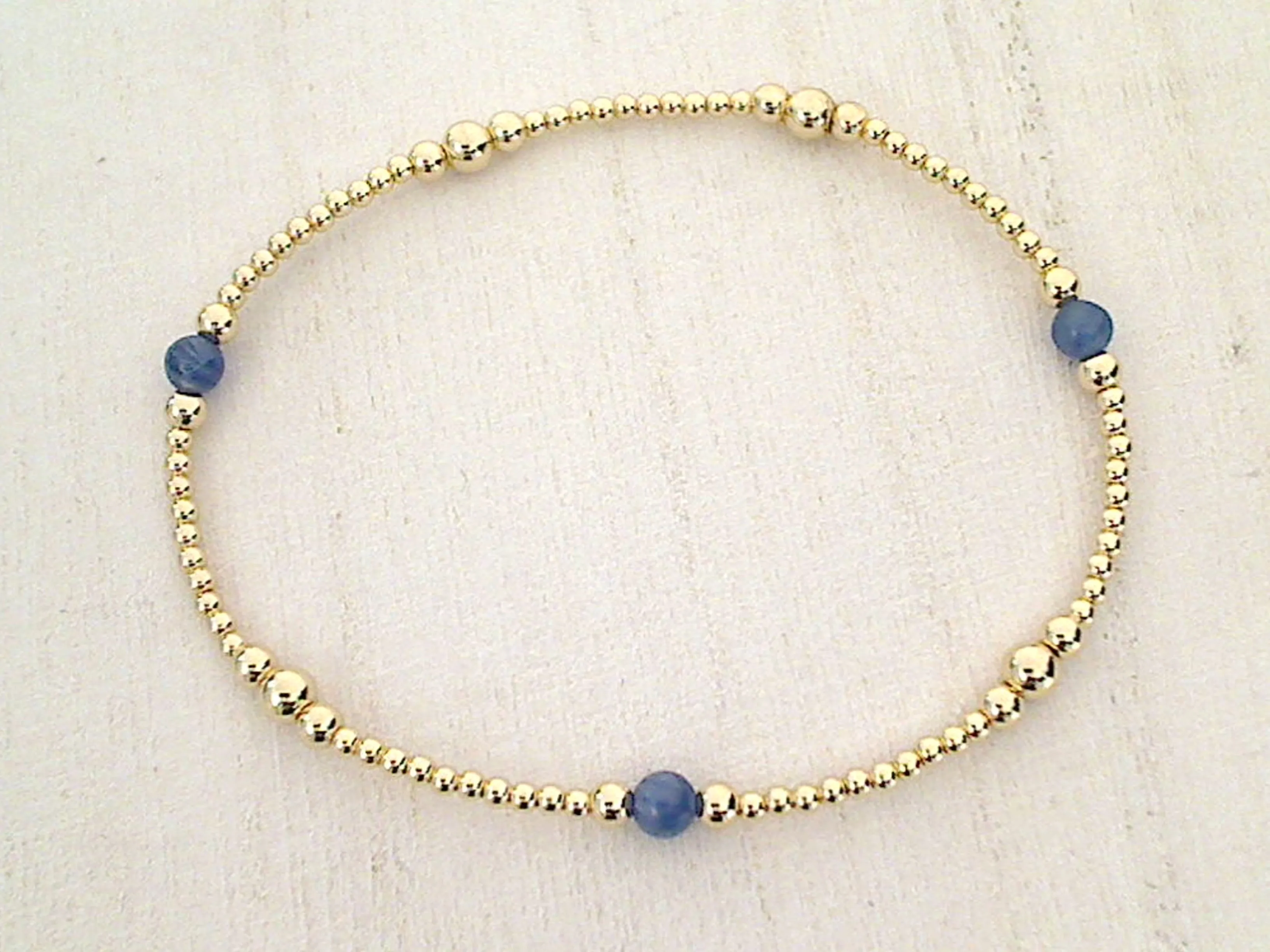 Kyanite, 14kt Gold Filled Stretch Bracelet - Style 2 Medium