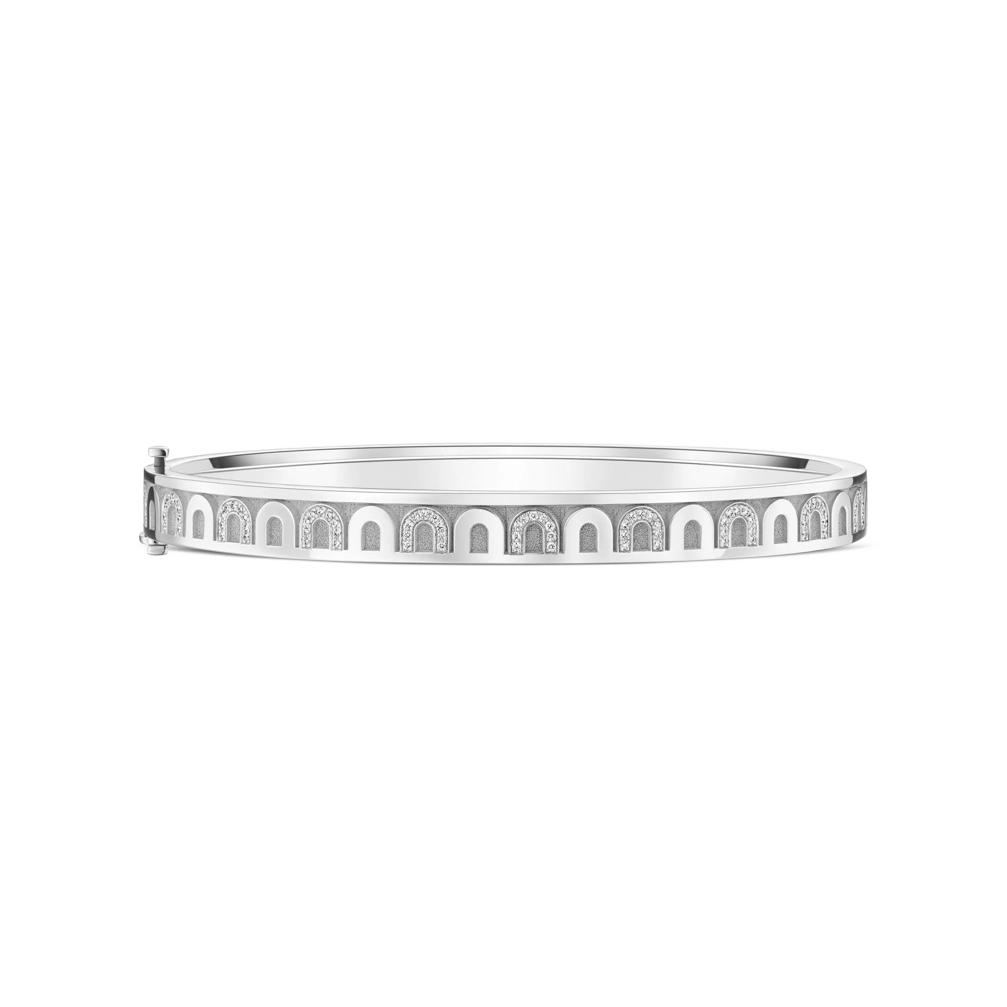 L'Arc de DAVIDOR Bangle PM, 18k White Gold with Satin Finish and Colonnato Diamonds