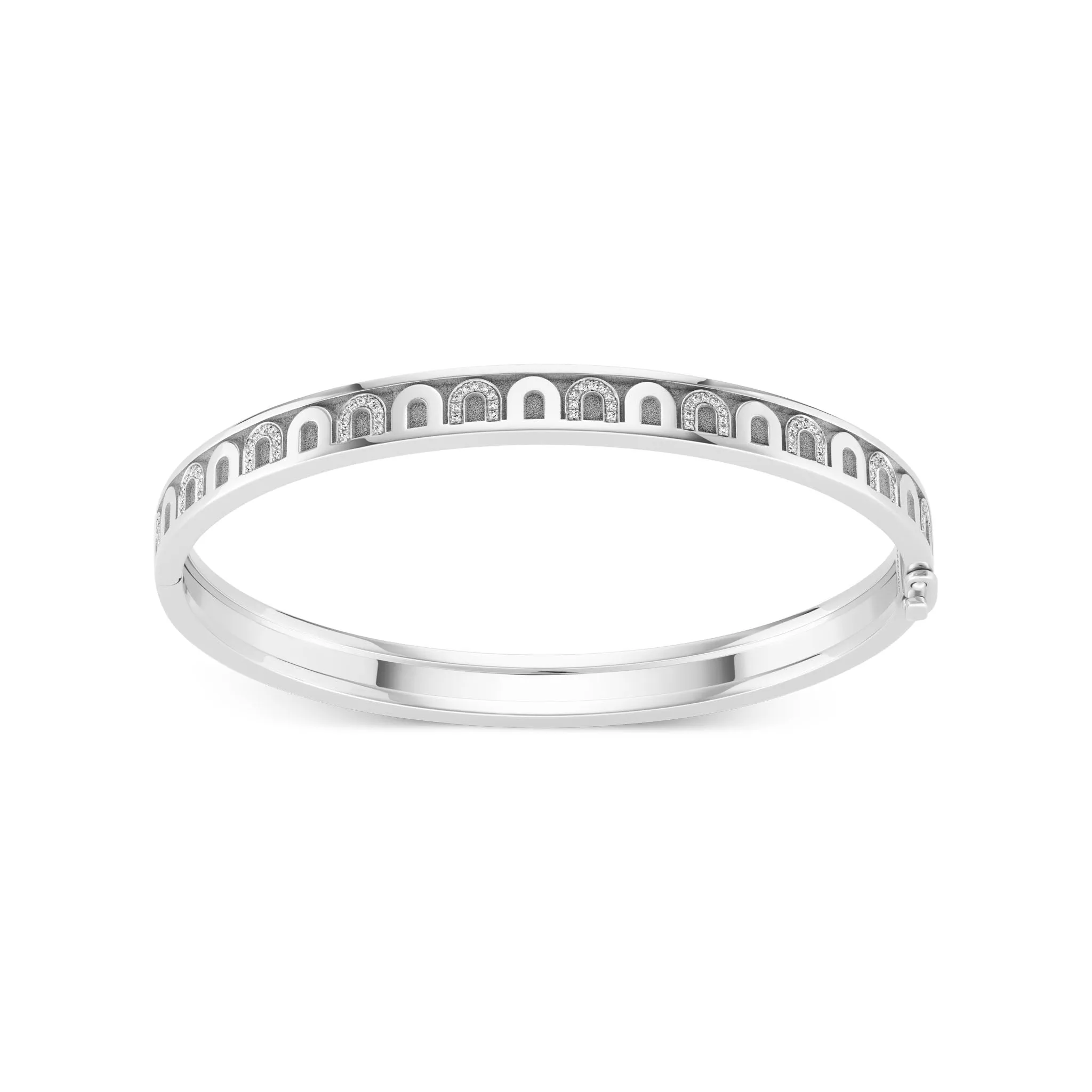 L'Arc de DAVIDOR Bangle PM, 18k White Gold with Satin Finish and Colonnato Diamonds