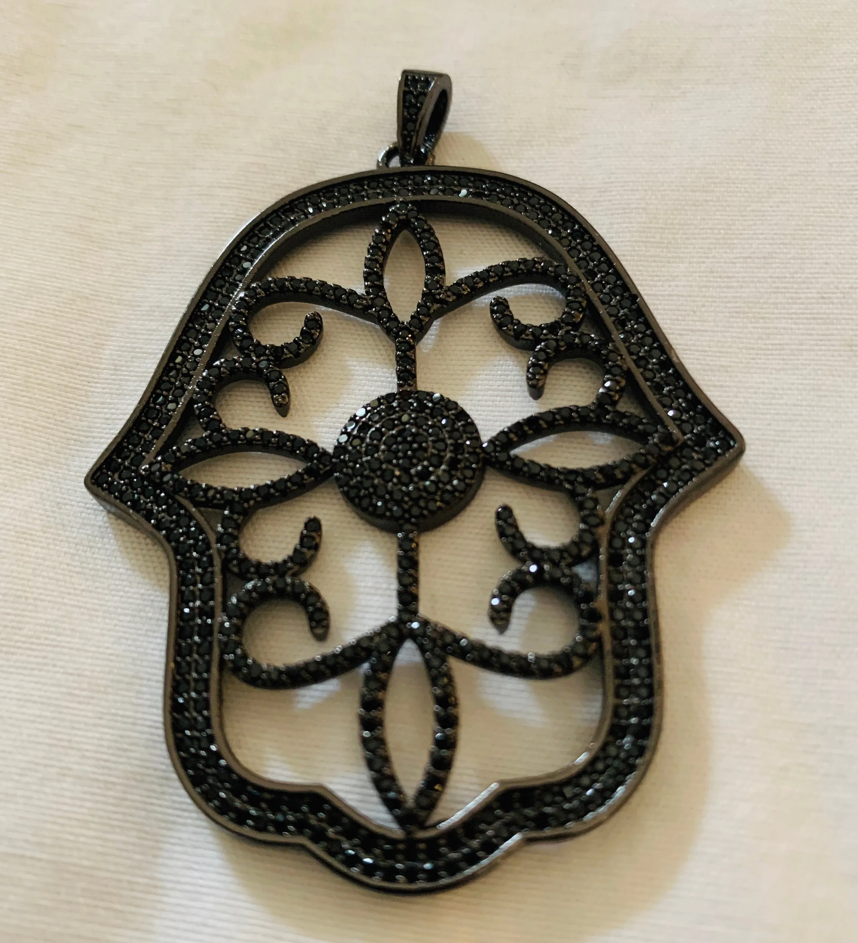 Large CZ Open Design Hamsa Charm