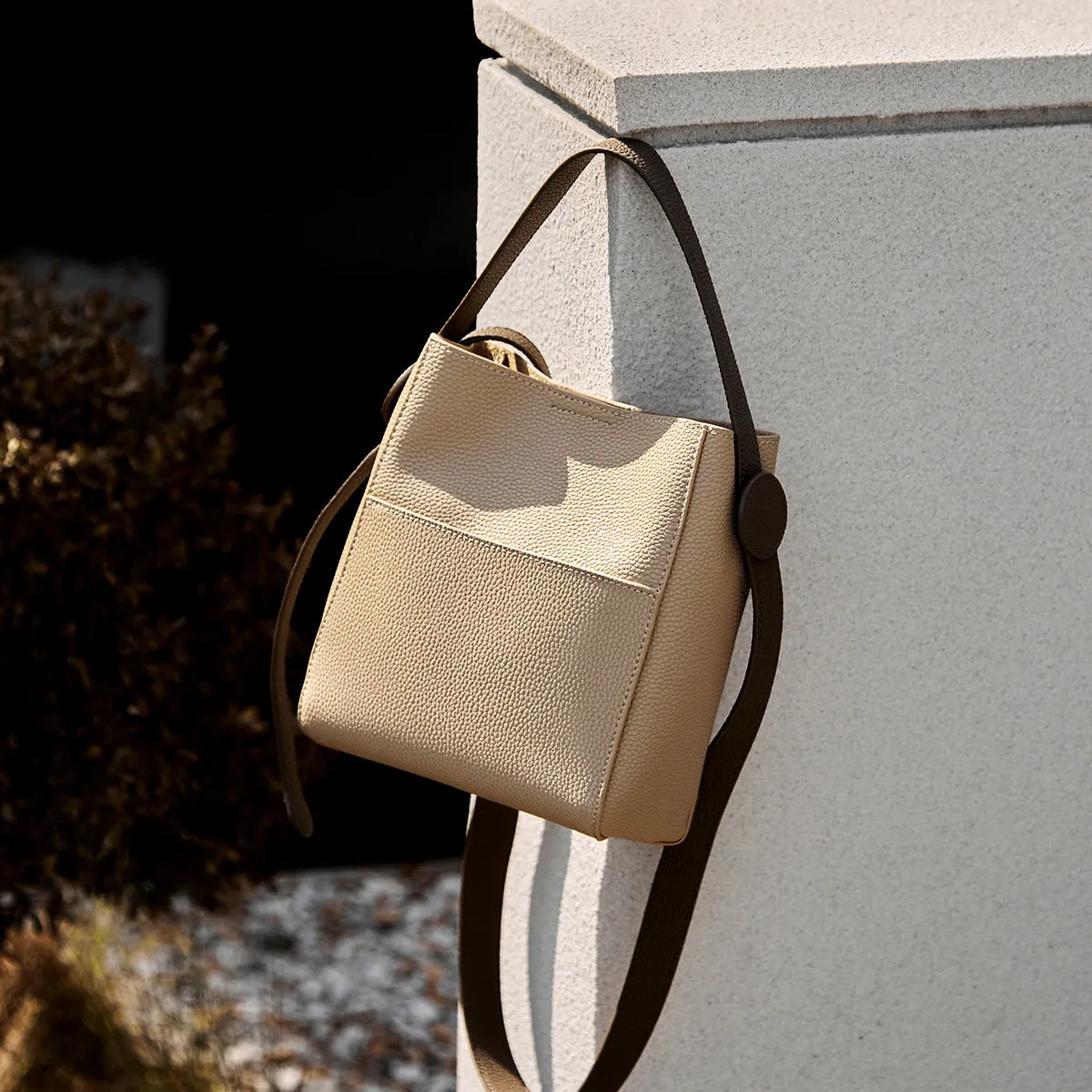 Luxe Ivory Leather Bucket Bag