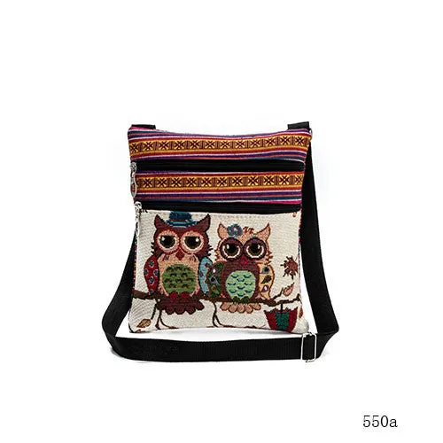 Miyahouse Mini Women Shoulder Bag Owl Printed Messenger Flap Bags Female Small Canvas Lady Bag Double Zipper Women Crossbody Bag