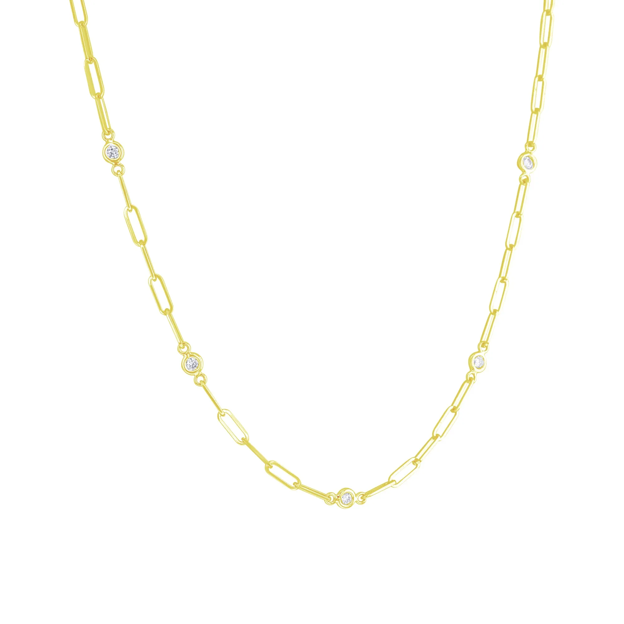 Modern Paperclip Station Diamond Necklace 1/2ct