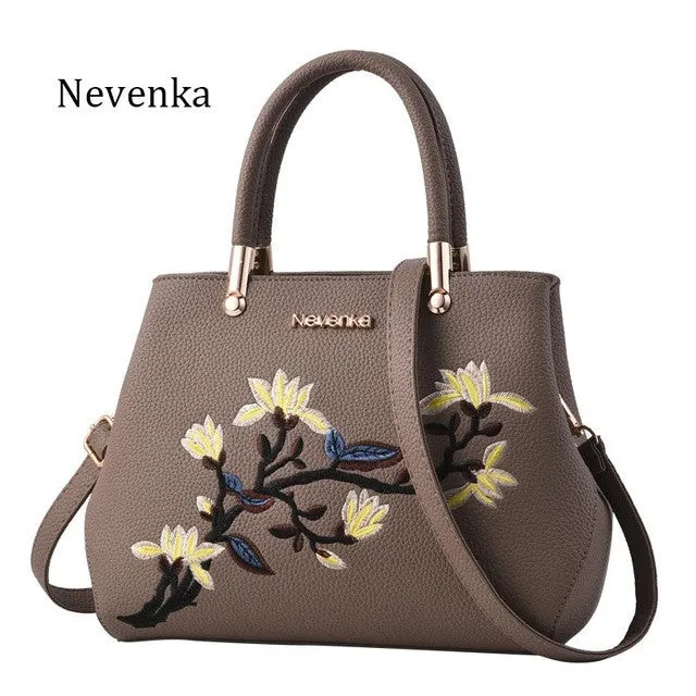 Nevenka Women Bag Zipper Embroidery Handbag Flower Bag Floral Tote Ladies Evening Strap Bags Colorful Female Messenger Bags Sac