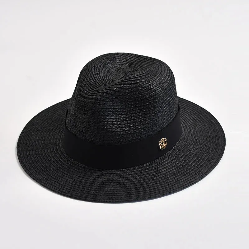 New Summer Straw Hats for Women Men Panama Travel Beach Sun Hat Ribbon Decoration Elegant Luxury Jazz Hat