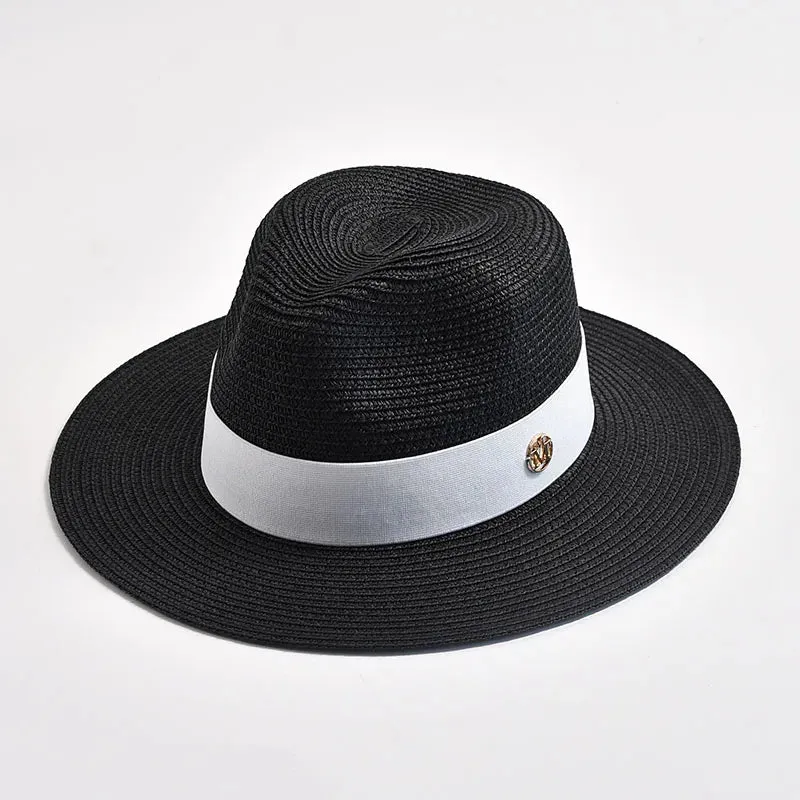 New Summer Straw Hats for Women Men Panama Travel Beach Sun Hat Ribbon Decoration Elegant Luxury Jazz Hat