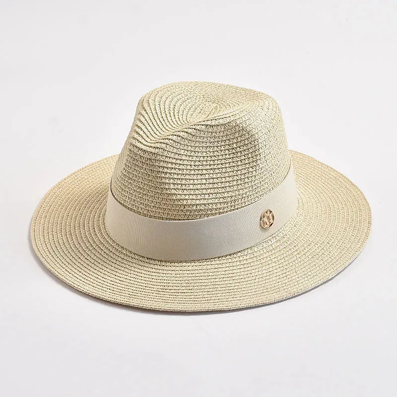 New Summer Straw Hats for Women Men Panama Travel Beach Sun Hat Ribbon Decoration Elegant Luxury Jazz Hat