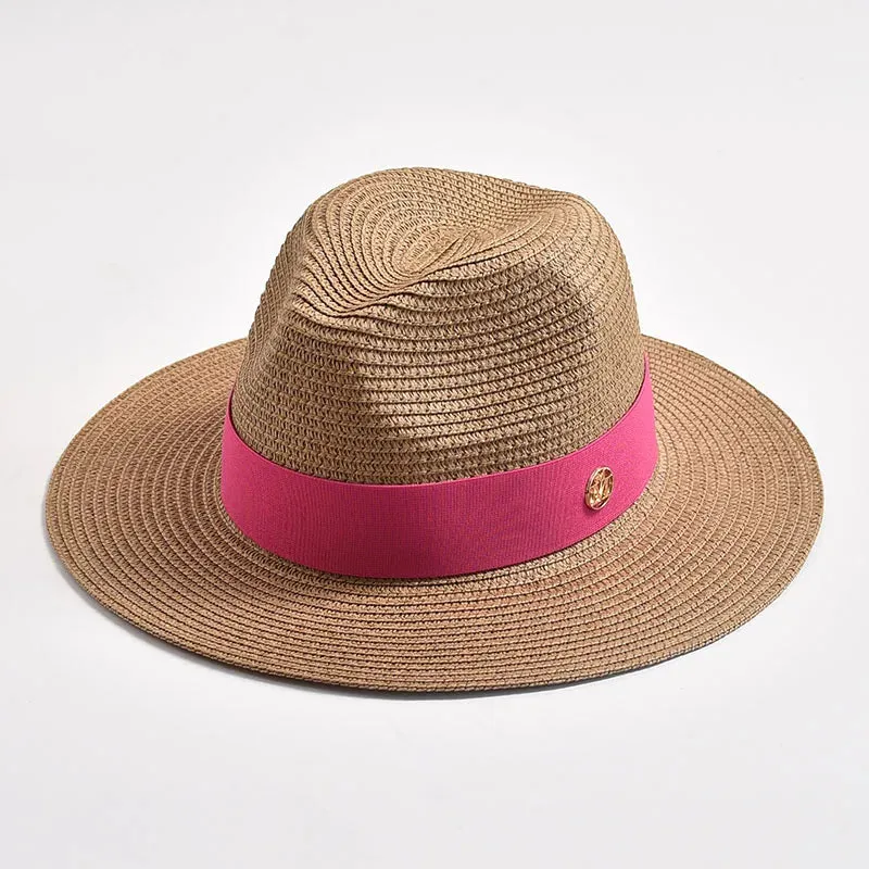 New Summer Straw Hats for Women Men Panama Travel Beach Sun Hat Ribbon Decoration Elegant Luxury Jazz Hat