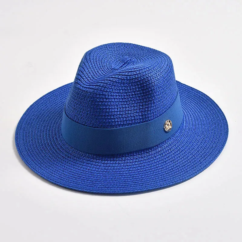 New Summer Straw Hats for Women Men Panama Travel Beach Sun Hat Ribbon Decoration Elegant Luxury Jazz Hat