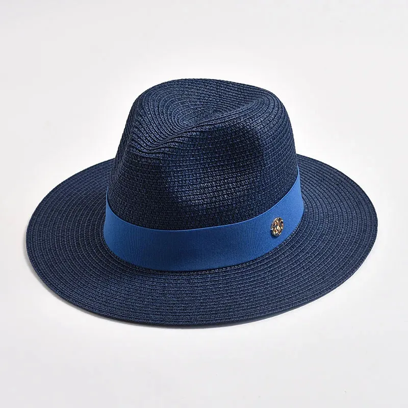 New Summer Straw Hats for Women Men Panama Travel Beach Sun Hat Ribbon Decoration Elegant Luxury Jazz Hat