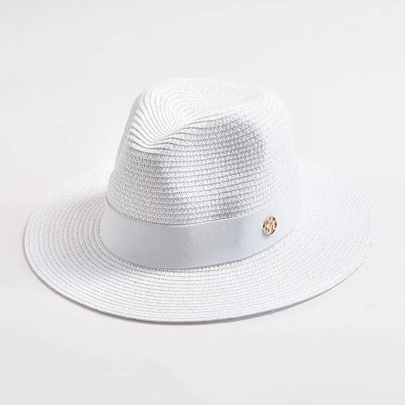 New Summer Straw Hats for Women Men Panama Travel Beach Sun Hat Ribbon Decoration Elegant Luxury Jazz Hat