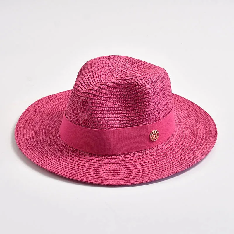 New Summer Straw Hats for Women Men Panama Travel Beach Sun Hat Ribbon Decoration Elegant Luxury Jazz Hat