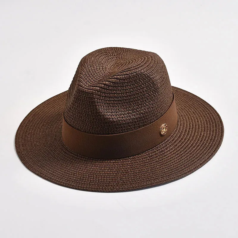 New Summer Straw Hats for Women Men Panama Travel Beach Sun Hat Ribbon Decoration Elegant Luxury Jazz Hat