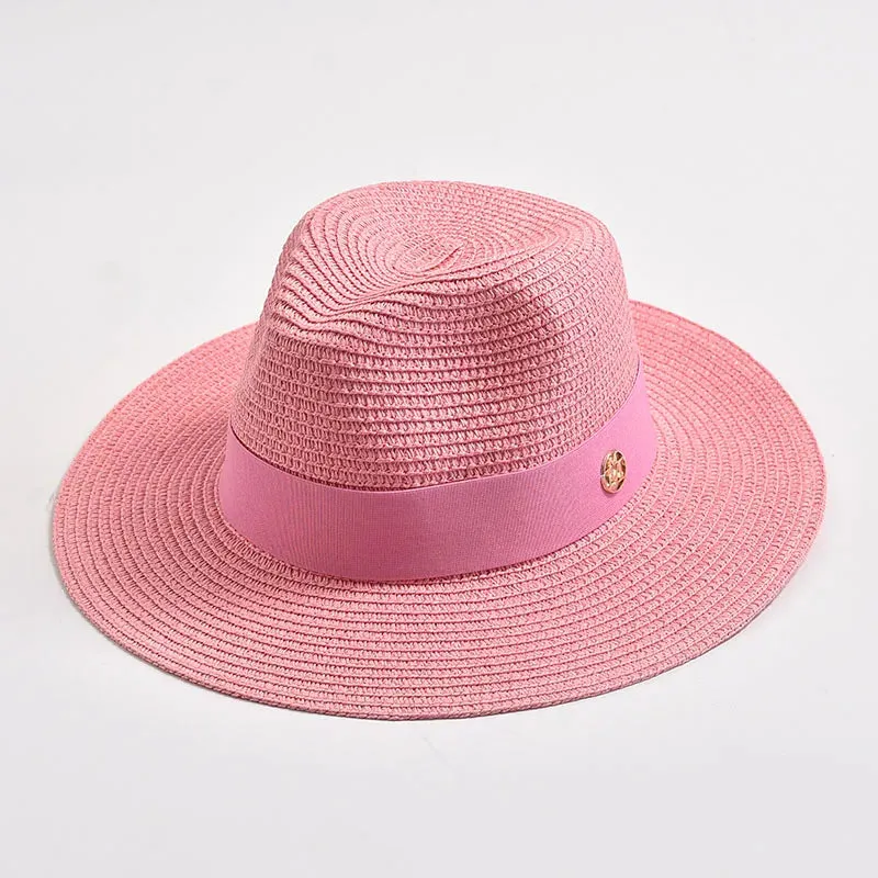 New Summer Straw Hats for Women Men Panama Travel Beach Sun Hat Ribbon Decoration Elegant Luxury Jazz Hat