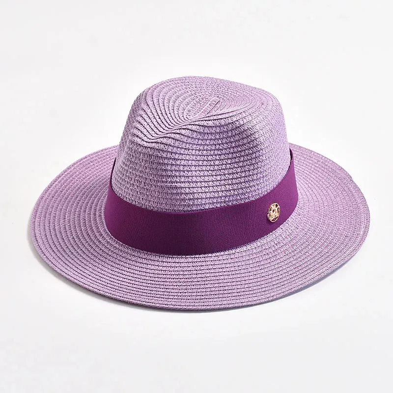 New Summer Straw Hats for Women Men Panama Travel Beach Sun Hat Ribbon Decoration Elegant Luxury Jazz Hat