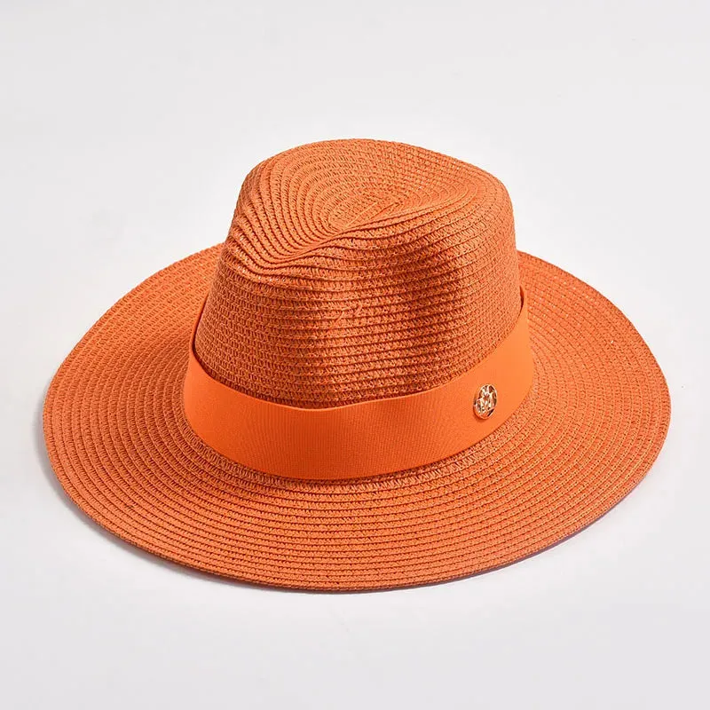 New Summer Straw Hats for Women Men Panama Travel Beach Sun Hat Ribbon Decoration Elegant Luxury Jazz Hat