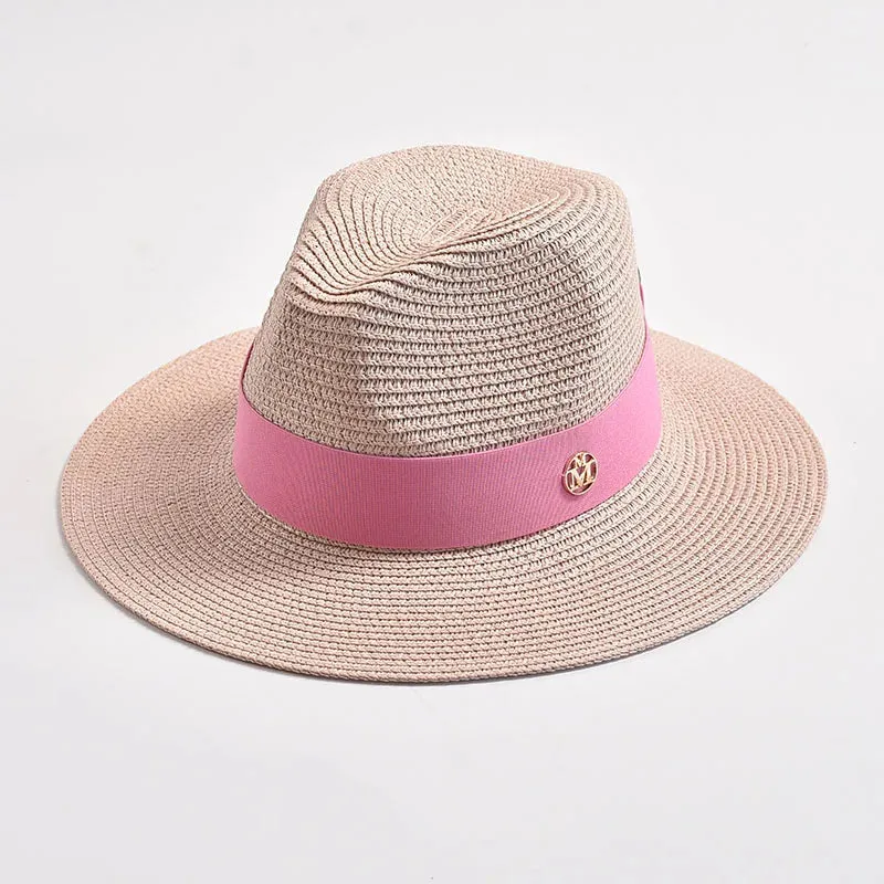 New Summer Straw Hats for Women Men Panama Travel Beach Sun Hat Ribbon Decoration Elegant Luxury Jazz Hat