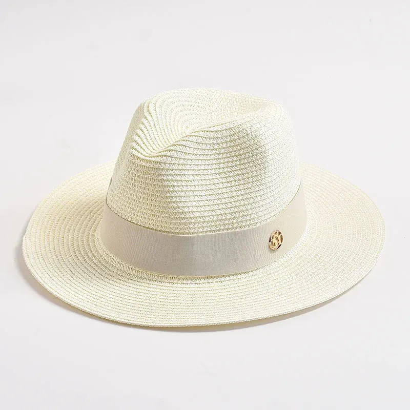 New Summer Straw Hats for Women Men Panama Travel Beach Sun Hat Ribbon Decoration Elegant Luxury Jazz Hat