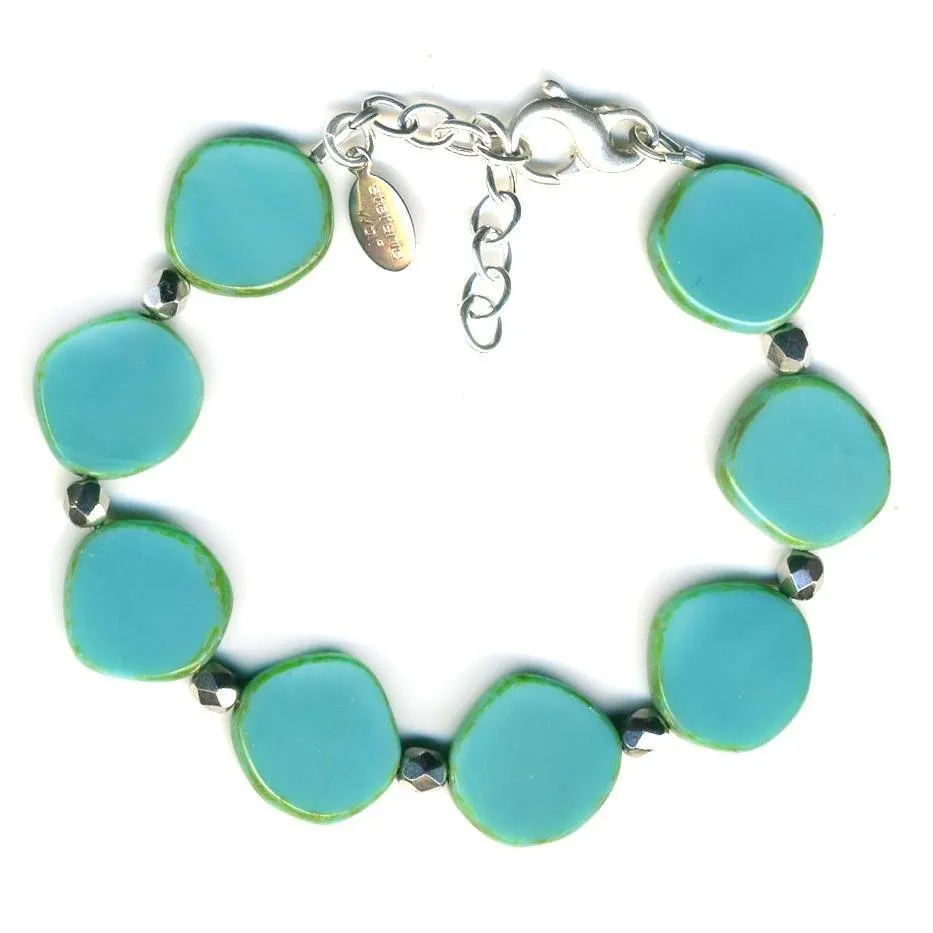 Ocean Blues Mix Small Circle Glass Beaded Bracelet