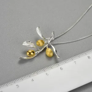 Olive Leaves Branch Fruits Pendant