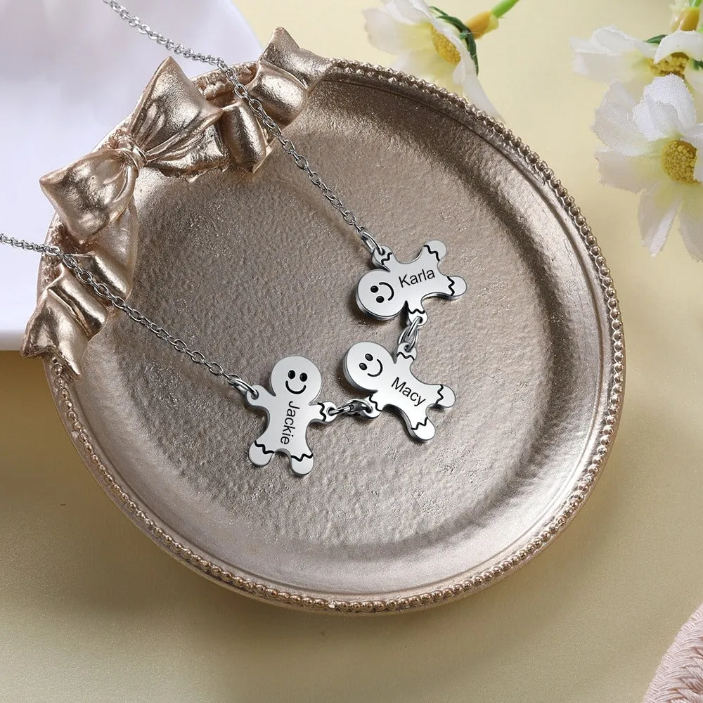 Personalized Engraved Name Gingerbread Pendant