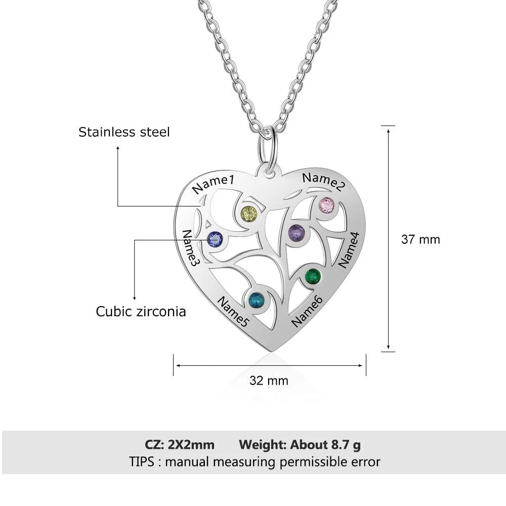 Personalized Stainless Steel Necklace With Birthstone And Name Engrave Pendant, Friendship Gift Jewelry