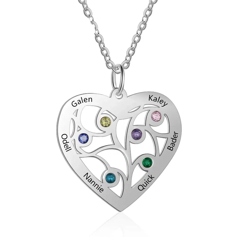 Personalized Stainless Steel Necklace With Birthstone And Name Engrave Pendant, Friendship Gift Jewelry