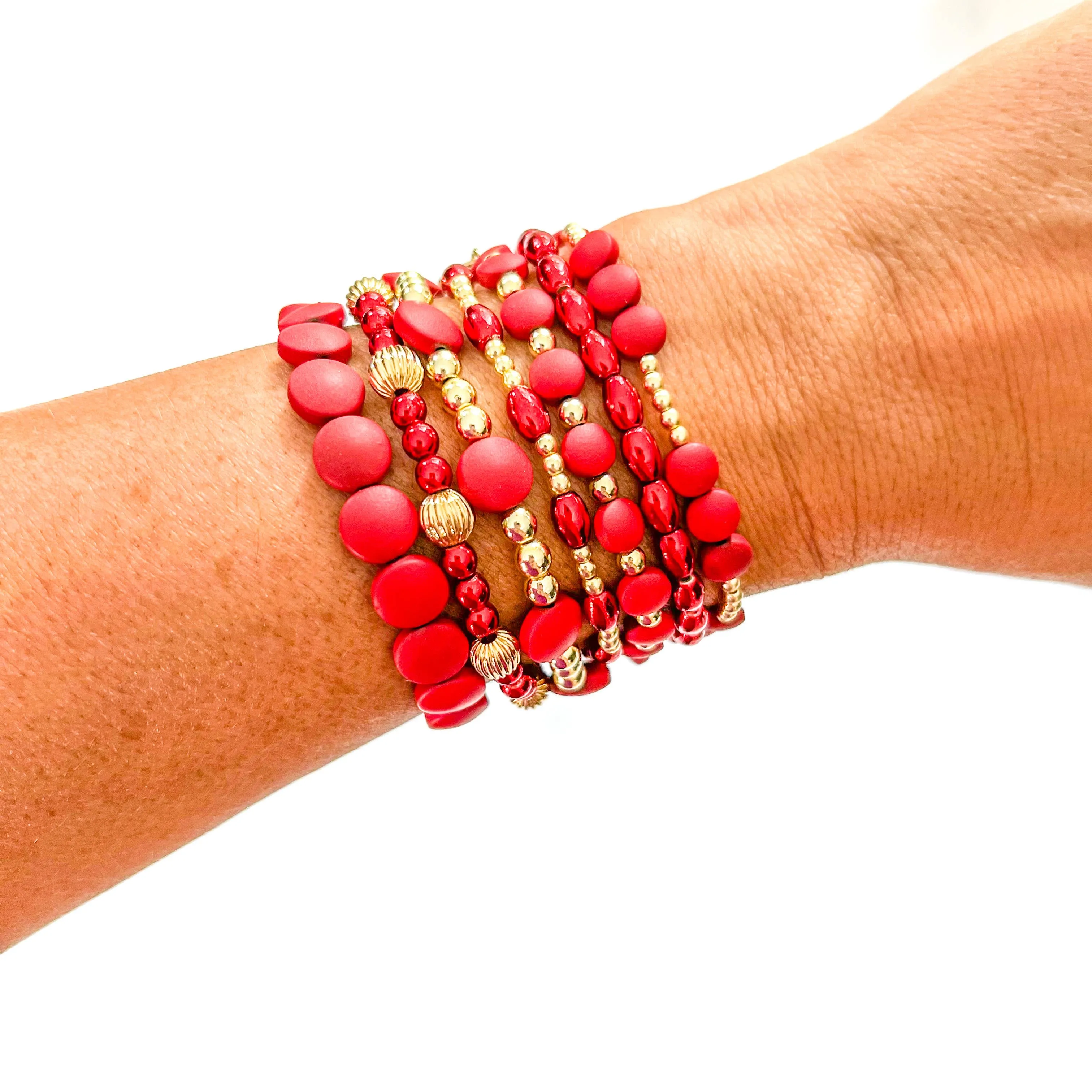 Red Mix Bead Bracelets