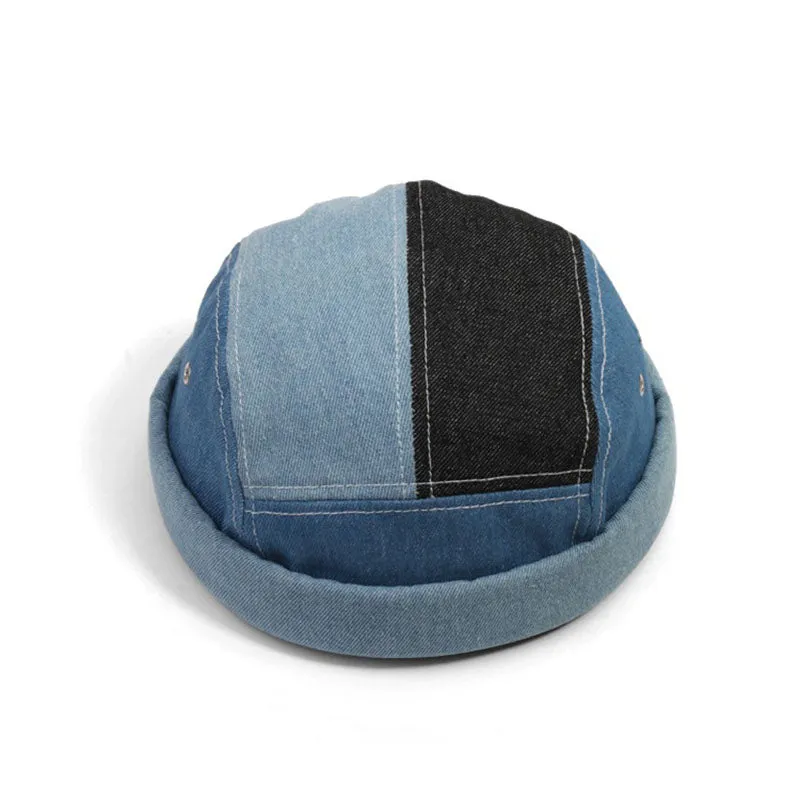 Retro Denim Patchwork Hats Casual Caps