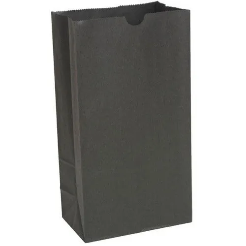 Self-Opening Style Black Kraft Paper Shopping Bags. - 6.00" x 4.00" x 11.00"