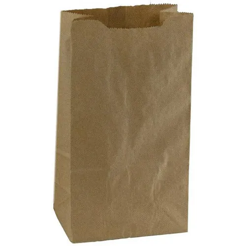 Self-Opening Style Brown Kraft Paper Shopping Bags. - 6.00" x 4.00" x 11.00"