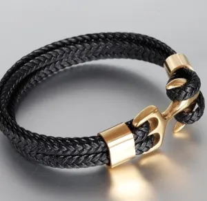 Striking Punk-inspired Leather Bracelet for Men